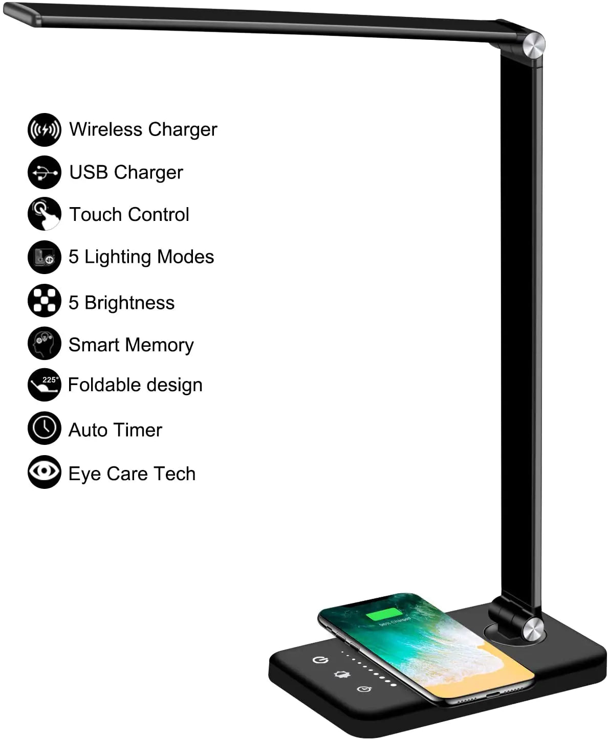 5 Lighting Mode LED Desk Lamp + Wireless Phone Charger