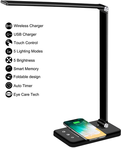 5 Lighting Mode LED Desk Lamp + Wireless Phone Charger